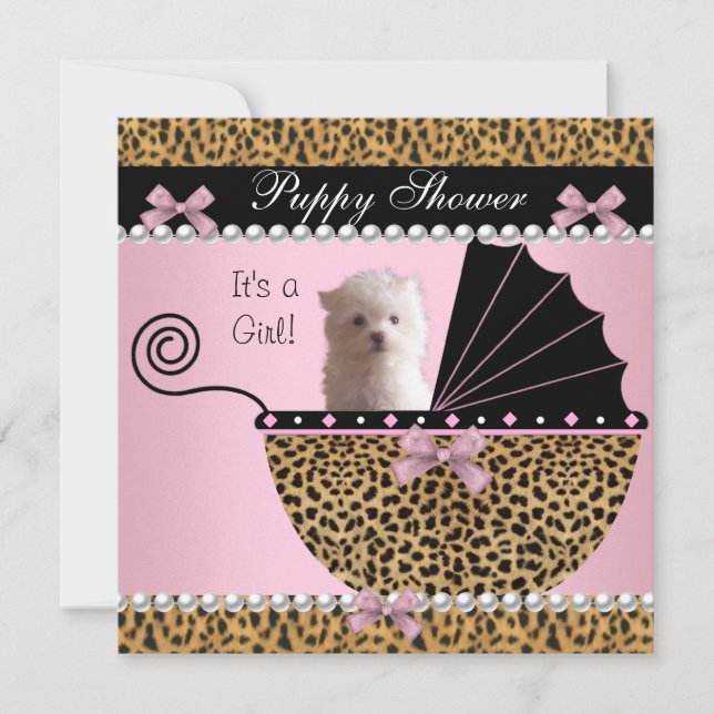 Welpen Dusche Süßer Hund Rosa Leopard (Vorderseite)