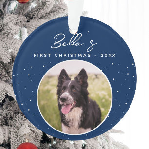 Welpen erstes Weihnachten Border Collie Hund Foto Ornament