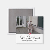 Welpen Erstes Weihnachtsfest Foto Magnet (Vorderseite/Rückseite)