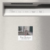 Welpen Erstes Weihnachtsfest Foto Magnet (In Situ (Geschirrspüler))