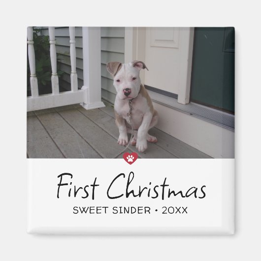 Welpen Erstes Weihnachtsfest Foto Magnet (Vorne)