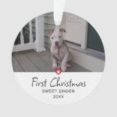 Welpen Erstes Weihnachtsfest Foto Ornament (Vorderseite)
