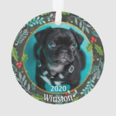 Welpen Erstes Weihnachtsfest-Foto Ornament (Rückseite)
