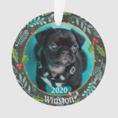 Welpen Erstes Weihnachtsfest-Foto Ornament (Vorderseite)
