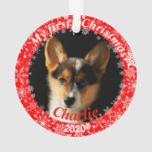 Welpen Erstes Weihnachtsfest-Foto Ornament (Rückseite)