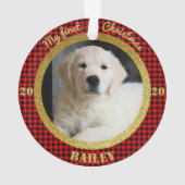 Welpen Erstes Weihnachtsfest-Foto Ornament (Rückseite)