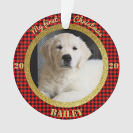 Welpen Erstes Weihnachtsfest-Foto Ornament