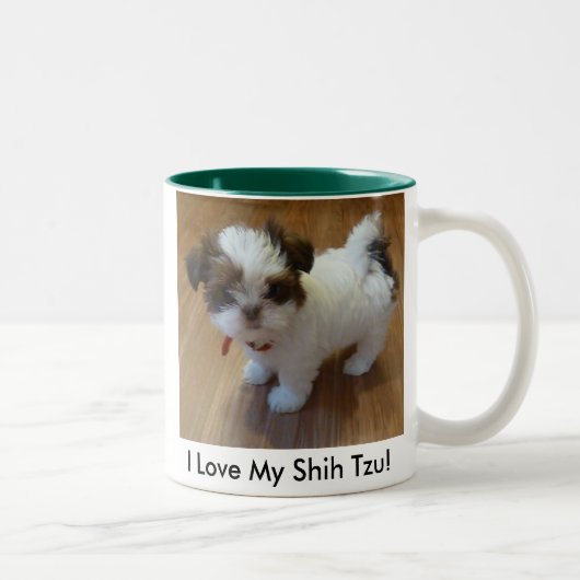 Welpen-Foto-Tasse Shih Tzu große 15 Unze Zweifarbige Tasse (Rechts)