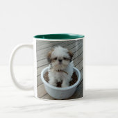 Welpen-Foto-Tasse Shih Tzu große 15 Unze Zweifarbige Tasse (Links)