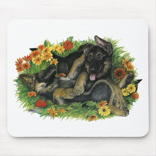 Welpen Garten Mousepad (Vorne)