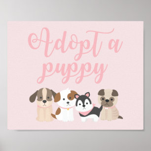 Welpen-Geburtstagsfeier-Schild Adoptiere einen Wel Poster