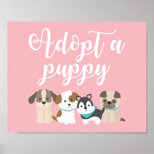 Welpen-Geburtstagsfeier-Schild Adoptiere einen Wel Poster