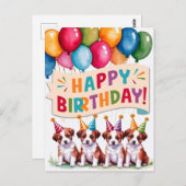 Welpen glücklich zum Geburtstag Postkarte (Vorne/Hinten)