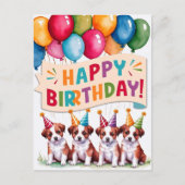Welpen glücklich zum Geburtstag Postkarte (Vorderseite)