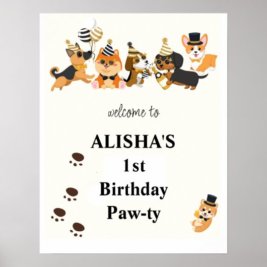 Welpen Haustiere Hunde Geburtstag Willkommen Poster (Vorne)