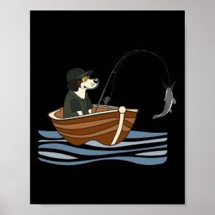 Welpen Hund Angler Angeln Jagen Lustig Haustier En Poster