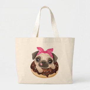 Welpen Hund Donut Lover Niedlichen Mops Jumbo Stoffbeutel