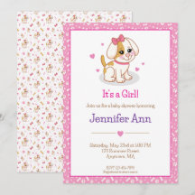 Welpen-Hund Es ist ein Mädchen Rosa Haarband Baby-