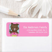 Welpen Hund mit Cupcake Geburtstagsadresse Labels  (Insitu)