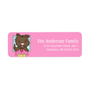 Welpen Hund mit Cupcake Geburtstagsadresse Labels 