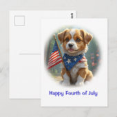 Welpen Hund vierter Juli Postkarte (Vorne/Hinten)