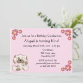 Welpen Hund zum Geburtstag Einladungen für Mädchen (Stehend Vorderseite)