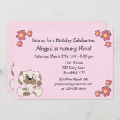 Welpen Hund zum Geburtstag Einladungen für Mädchen (Vorne/Hinten)