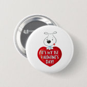 Welpen-Hunde1. Valentinstag Button (Vorne & Hinten)