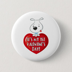 Welpen-Hunde1. Valentinstag Button