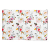 Welpen, Hunde, Muster, Blume, Rose Kissenbezug (Rückseite)