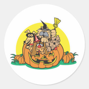 Welpen im Kürbis Runder Aufkleber
