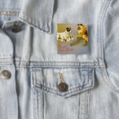 Welpen im Stroh, viktorianische Postkarte Button (Beispiel)