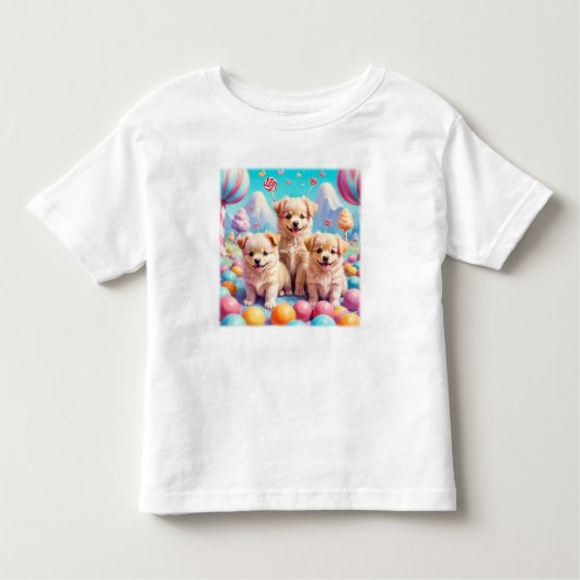 Welpen in Candy Land Kleinkind T - Shirt (Vorderseite)