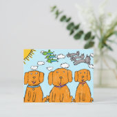 "Welpen in der Sonne" Frohe Postkarte (Stehend Vorderseite)