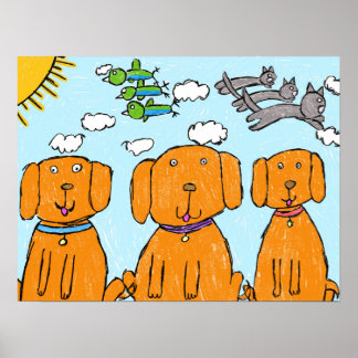 "Welpen in der Sonne" Glücksposter Poster