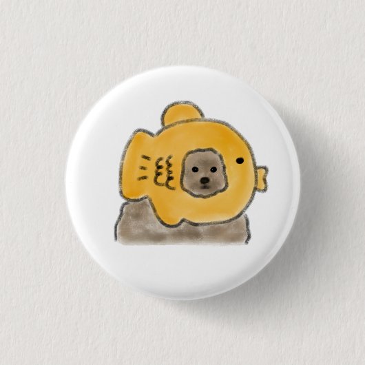 Welpen in fischförmiger Gebäck-Geschenk für Hunde- Button (Vorderseite)