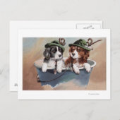 Welpen in Hasen mit Rohren Postkarte (Vorne/Hinten)