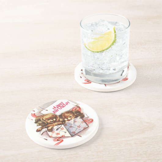 Welpen in Kiste Untersetzer (Seite)