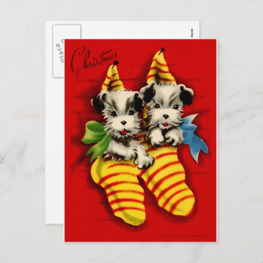 Welpen in Strümpfen Feiertagspostkarte (Vorne/Hinten)