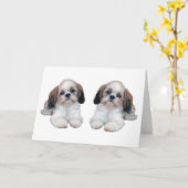 Welpen-Karte Shih Tzu Karte (Gelbe Blume)