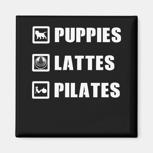 Welpen Lattes Pilates Magnet (Vorne)