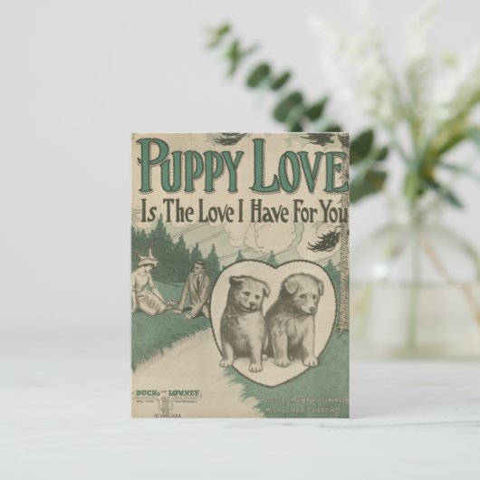 Welpen-Liebe Postkarte (Stehend Vorderseite)
