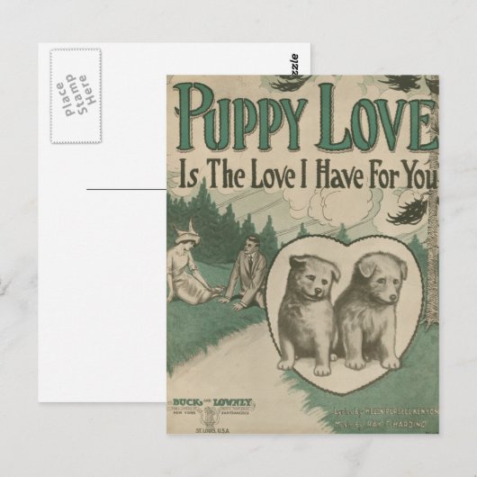 Welpen-Liebe Postkarte (Vorne/Hinten)