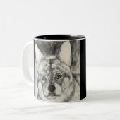Welpen-Liebe-Wolf-HundeTasse Zweifarbige Tasse (Vorderseite Links)