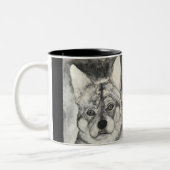 Welpen-Liebe-Wolf-HundeTasse Zweifarbige Tasse (Links)