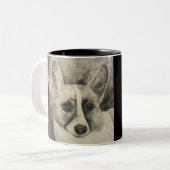 Welpen-Liebecorgi-Tasse Zweifarbige Tasse (Vorderseite Links)