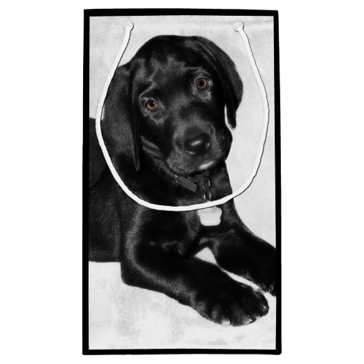 Welpen-Liebeschwarzes Labrador Kleine Geschenktüte (Rückseite)
