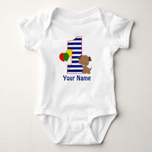 Welpen-Marine-Streifen-erstes Geburtstags-Shirt Baby Strampler
