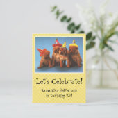 Welpen mit Hasen Einladungen zum Geburtstag (Stehend Vorderseite)