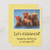 Welpen mit Hasen Einladungen zum Geburtstag (Vorne/Hinten)